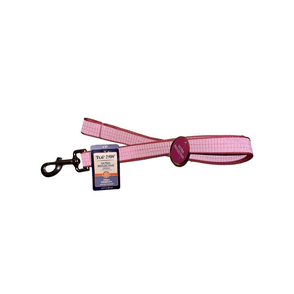 Top Paw Ultra-Reflective Pink Dog Leash 6 Foot‎